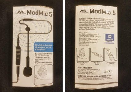 Front and back of ModMic 5 box 