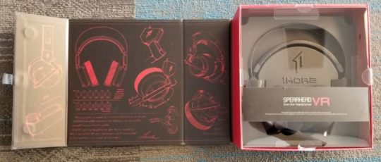Opened outer box for the 1MORE Spearhead VR gaming headphones