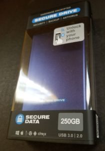SecureData SecureDrive 250GB external SSD in box