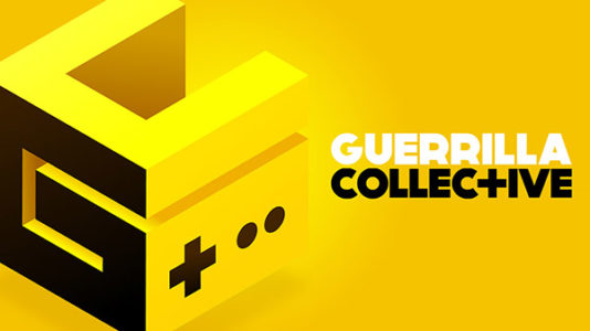 Guerrilla Collective logo on yellow background.