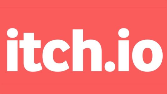 itch.io logo on red background
