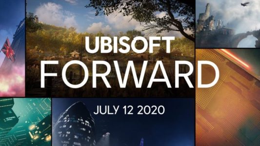 Ubisoft Forward logo on a mixed background of video game images