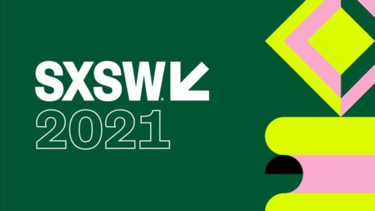 SXSW 2021 logo on abstract art background
