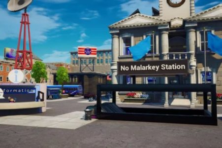 "No Malarkey" station in Biden/Harris campaign Fortnite map
