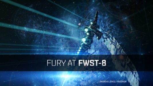 Combat scene from Eve Online's "Fury at FWST-8"'s" scenario