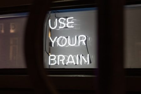 "Use Your Brain" in neon illumination