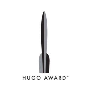 "Hugo Award" text and rocket ship-styled graphic 