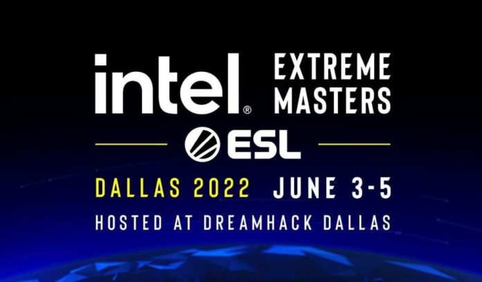 Dallas IEM 2022 logo and date information on black and blue background.