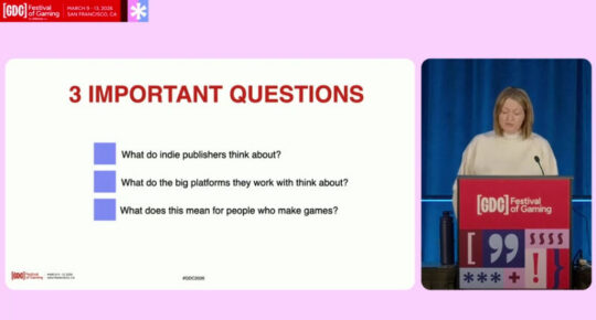 Screencap from Rebekah Saltsman's talk on indie publishing at GDC 2026