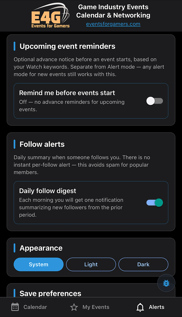 Watch keywords and alert mode settings