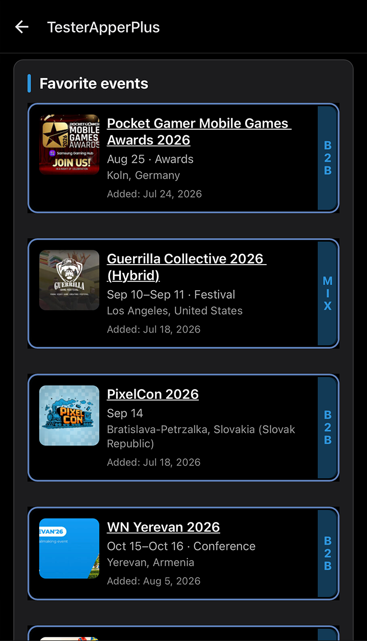 My Events tab