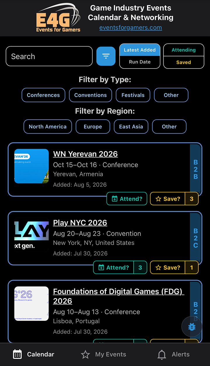 Keyword search and event filters